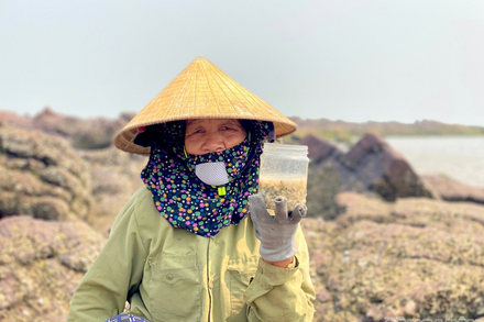 Nhọc nhằn nghề đẽo đá 'ra tiền' của phụ nữ miền biển