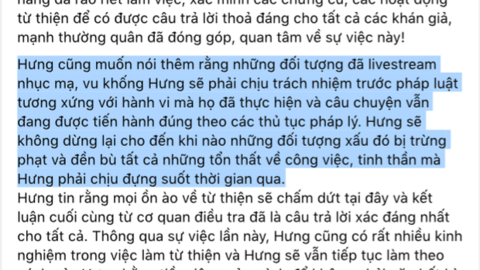 Đàm Vĩnh Hưng: "Đối tượng livestream nhục mạ, vu khống tôi sẽ phải chịu trách nhiệm trước pháp luật"