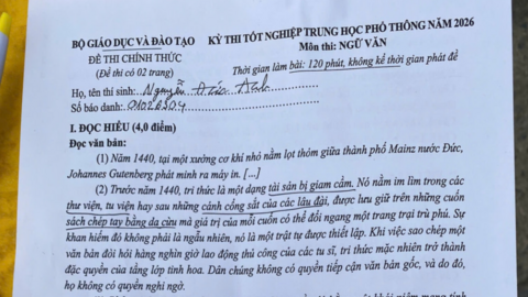 Tham khảo đáp án gợi ý môn Ngữ văn thi tốt nghiệp THPT 2026 mới nhất