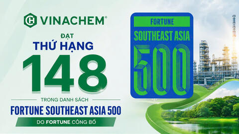 VINACHEM được vinh danh trong bảng xếp hạng 500 doanh nghiệp hàng đầu Đông Nam Á năm 2026
