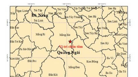 Động đất mạnh 3,7 độ tại xã Măng Bút, tỉnh Quảng Ngãi