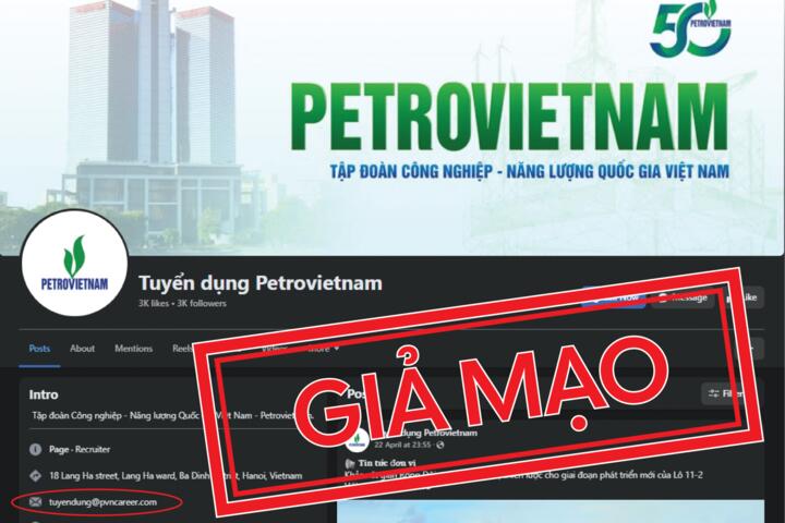 Cảnh báo mạo danh Tập đoàn Công nghiệp - Năng lượng Quốc gia Việt Nam lừa đảo tuyển dụng