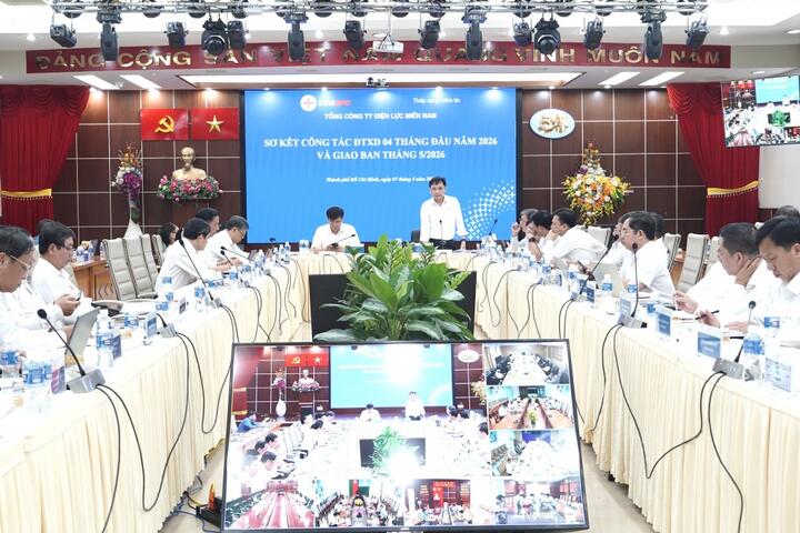 EVNSPC sơ kết công tác đầu tư xây dựng 4 tháng đầu năm và giao ban tháng 5/2026