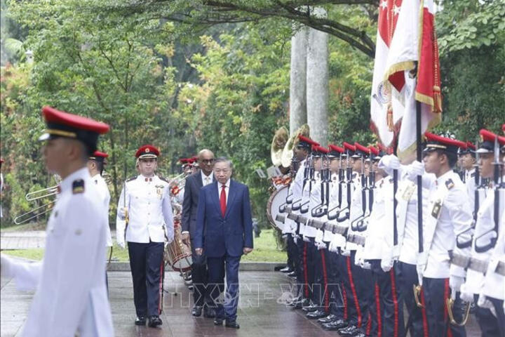 Lễ đón Tổng Bí thư, Chủ tịch nước Tô Lâm và Phu nhân thăm cấp Nhà nước CH Singapore