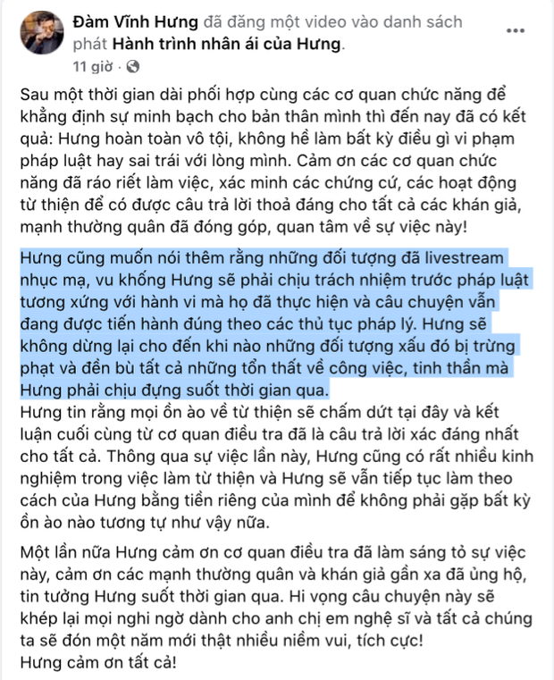 Đàm Vĩnh Hưng: Đối tượng livestream nhục mạ, vu khống tôi sẽ phải chịu trách nhiệm trước pháp luật - Ảnh 1.