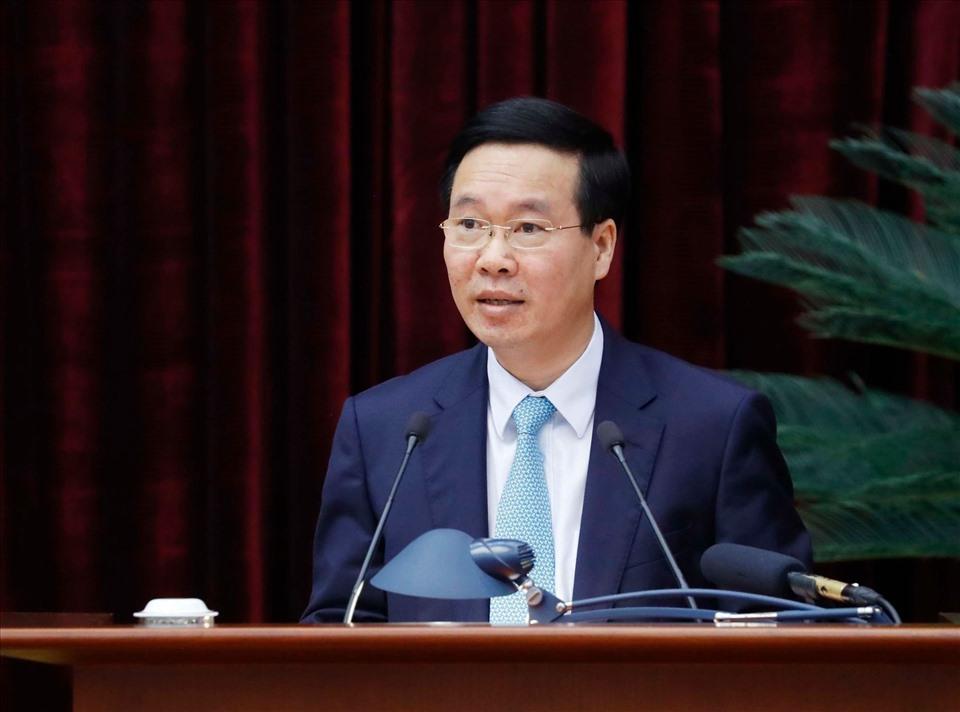Uỷ viên Bộ Chính trị, Thường trực Ban Bí thư Võ Văn Thưởng phát biểu chỉ đạo tại Hội nghị.