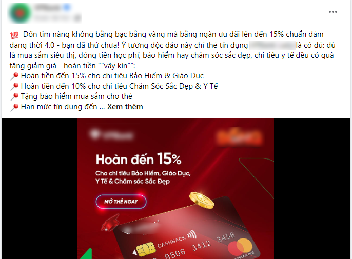 Hiện nay, rất nhiều ngân hàng đang triển khai ưu đãi hoàn tiền thẻ tín dụng vô cùng hấp dẫn. Ảnh chụp màn hình.