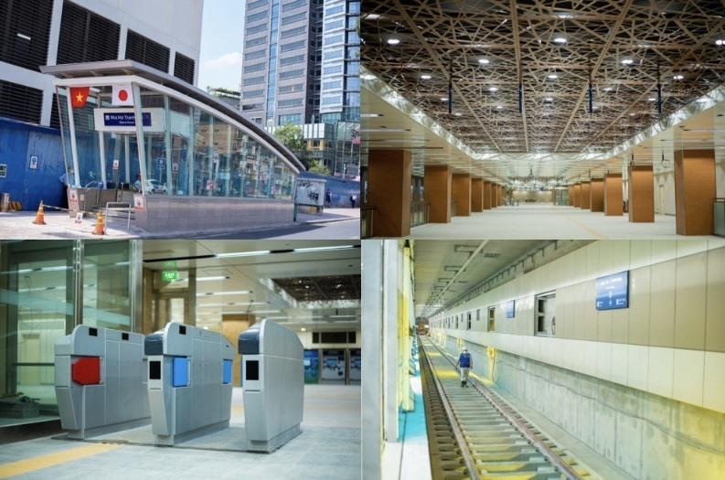 Ga Nhà hát thành phố cùng với ga Ba Son là một trong hai ga ngầm của gói thầu CP1b thuộc tuyến metro số 1. Ga được xây dựng tại khu vực trước Nhà hát Thành phố, chạy dọc Công viên Lam Sơn - đường Lê Lợi giao với phố đi bộ Nguyễn Huệ của TP.HCM. Bên cạnh đó, Ga Nhà hát thành phố cùng với ga Ba Son là một trong hai ga ngầm của gói thầu CP1b thuộc tuyến metro số 1. Hiện ga Nhà hát Thành phố đã hoàn thiện 100% phần kết cấu và kiến trúc. Bên cạnh đó, ga Ba Son cũng đã hoàn thành 100% phần kết cấu và gần 100% phần kiến trúc.