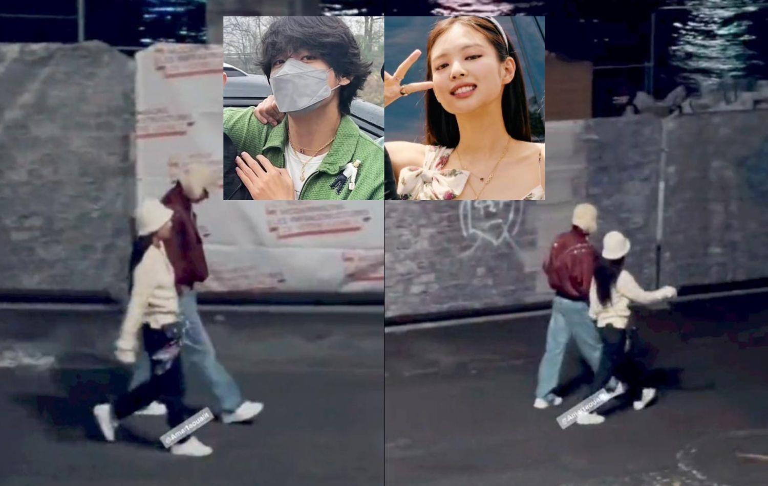 Hình ảnh được cho là Jennie Blackpink và V BTS nắm tay nhau đi dạo đã trở thành tâm điểm của dư luận. Ảnh: Chụp màn hình.