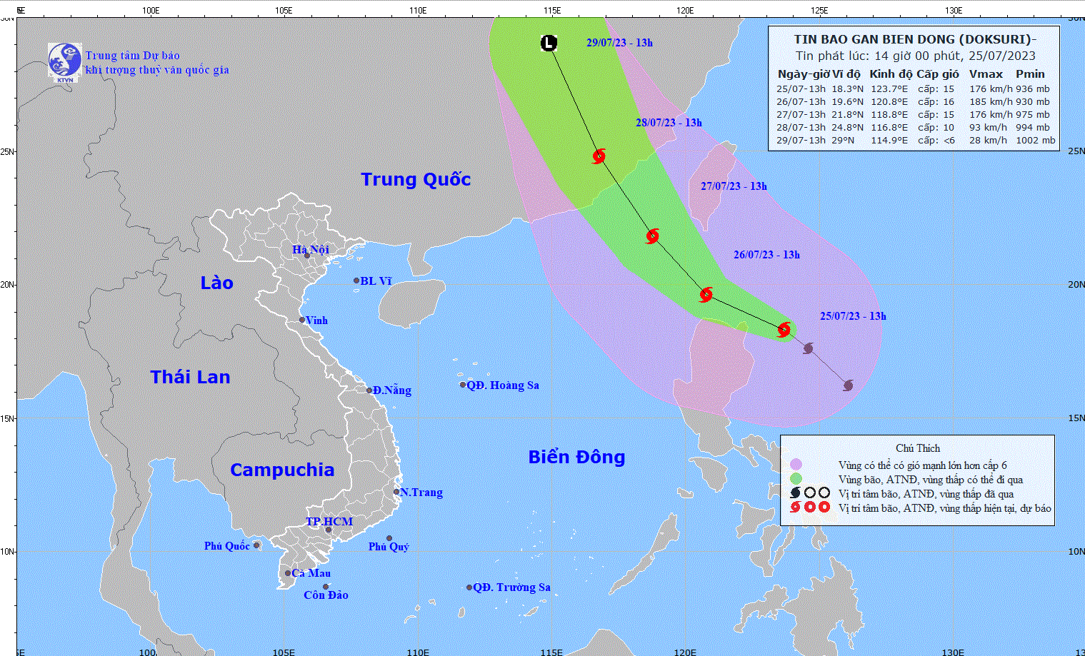 Bão Doksuri giật cấp 17, cách đảo Luzon khoảng 160km