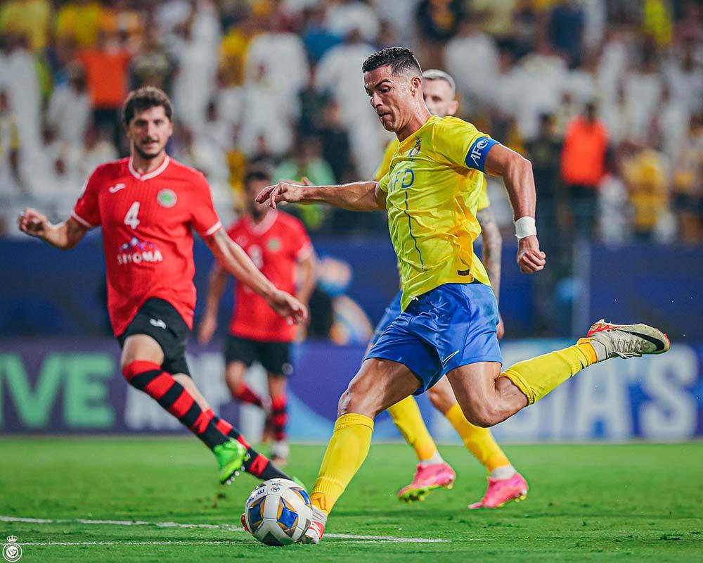 Ronaldo ghi bàn quân bình tỉ số cho Al-Nassr. Ảnh: CLB Al-Nassr