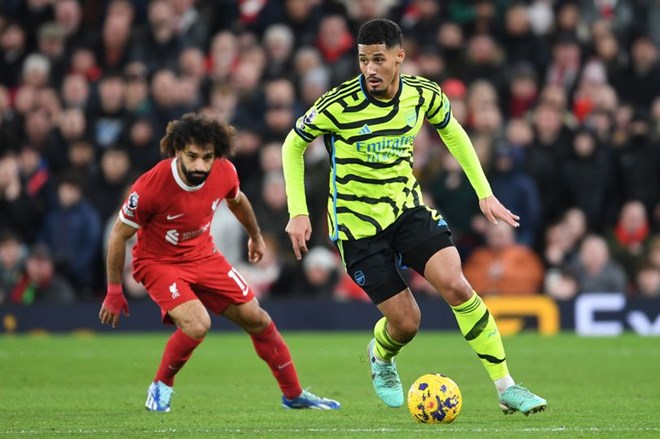 Dù đang là trung vệ hàng đầu Premier League nhưng Saliba không phải ưu tiên tại tuyển Pháp.  Ảnh: AFP