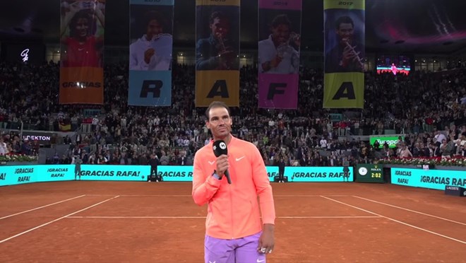 Madrid Open tri ân Nadal sau khi anh dừng chân ở vòng 4