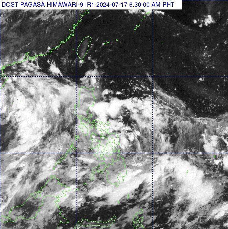 Vị trí áp thấp gần Biển Đông sáng 17.7. Ảnh: PAGASA