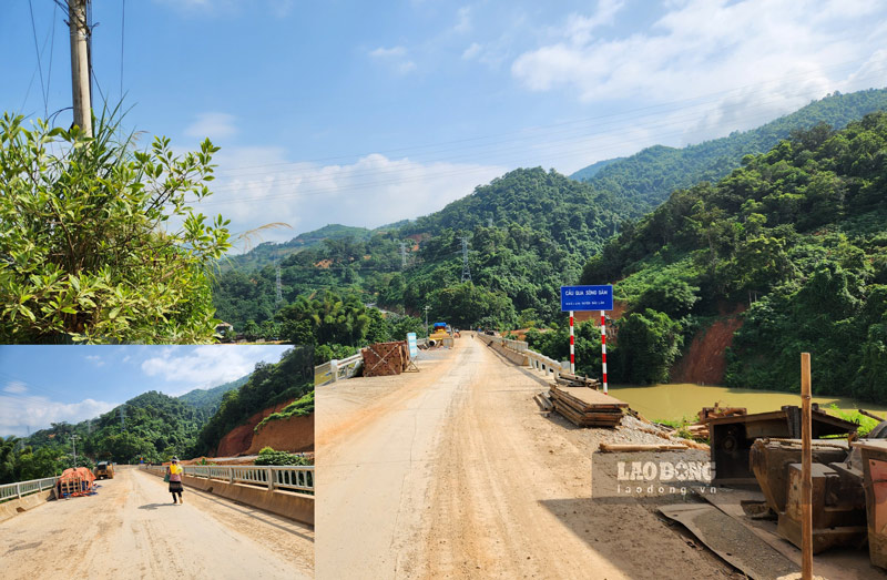 Ngoài cầu bắc qua sông Gâm đã thành hình thì chỉ khoảng 2km tại tuyến được thảm nhựa, tuy nhiên có chỗ mặt đường đã bị vỡ, nứt.