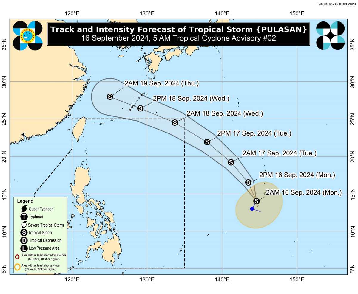 Dự báo đường đi của bão Pulasan. Ảnh: PAGASA