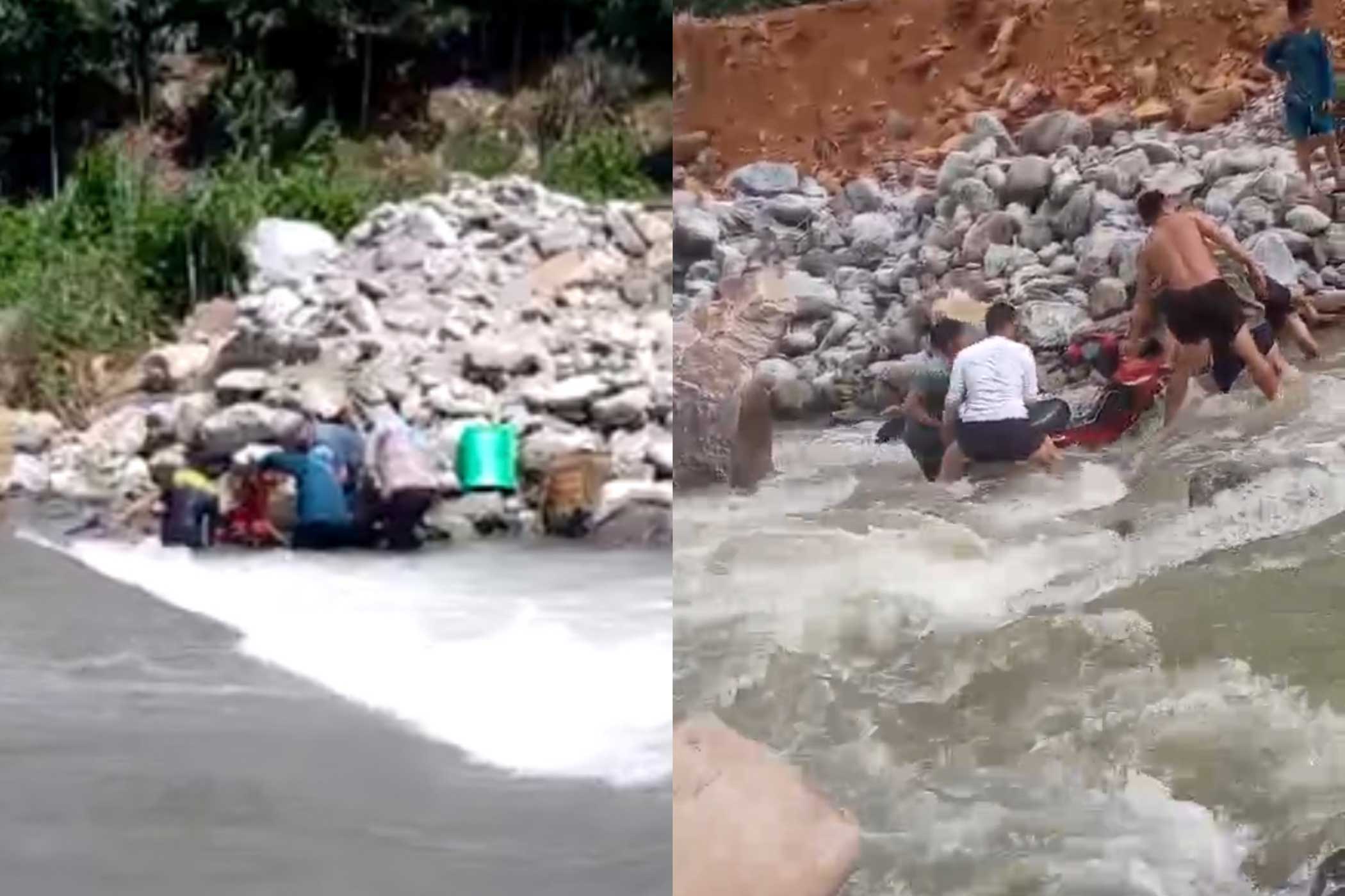 Những trường hợp bị nước siết ngã. Ảnh: Người dân cung cấp