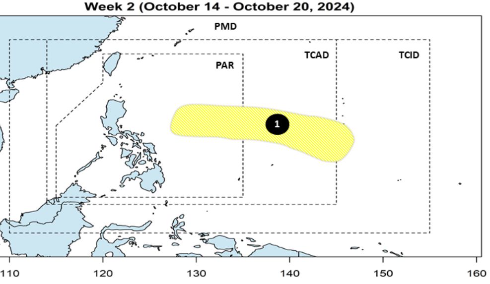 Dự báo áp thấp xuất hiện trong tuần từ. Ảnh: PAGASA