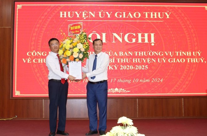 Huyện ven biển Nam Định có tân Bí thư Huyện ủy