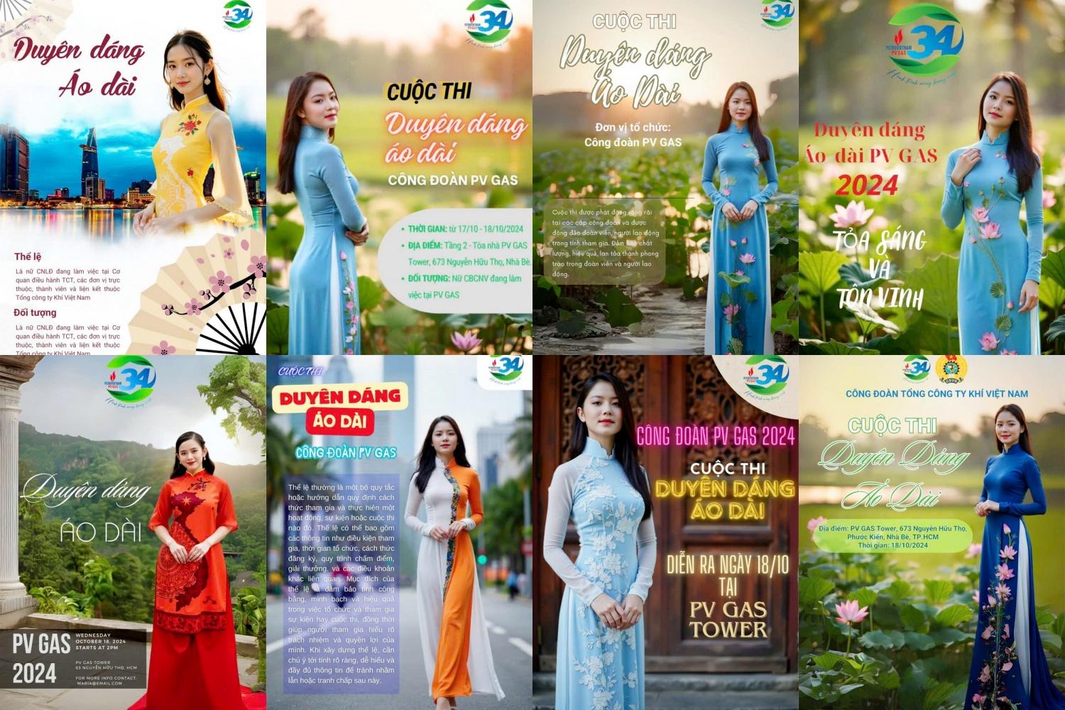 Một số mẫu poster truyền thông cho cuộc thi Duyên dáng Áo dài PV GAS được thực hiện ngay tại Khóa học