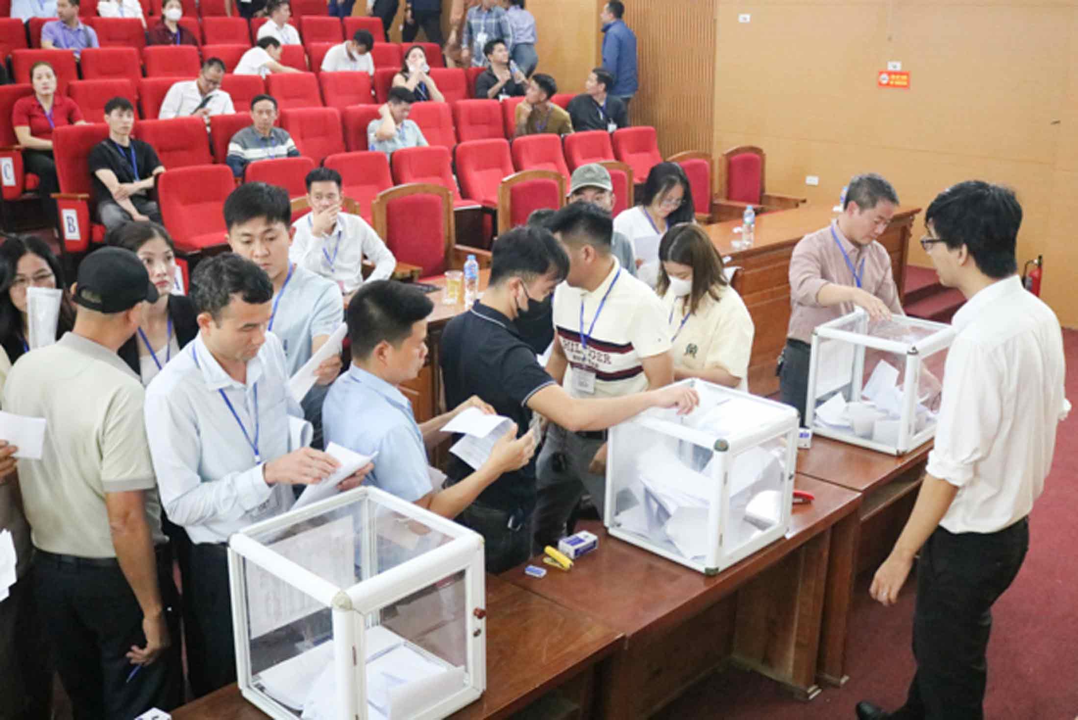 Phiên đấu giá 26 thửa đất tại huyện Quốc Oai. Ảnh: UBND huyện Quốc Oai