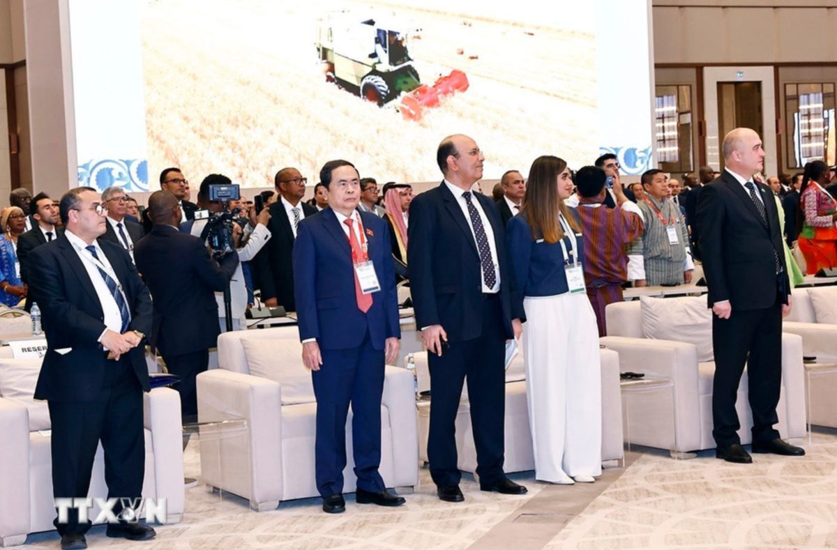 Ủy viên Bộ Chính trị, Chủ tịch Quốc hội Trần Thanh Mẫn tham dự lễ khai mạc Đại hội đồng IPU-150. Ảnh: TTXVN