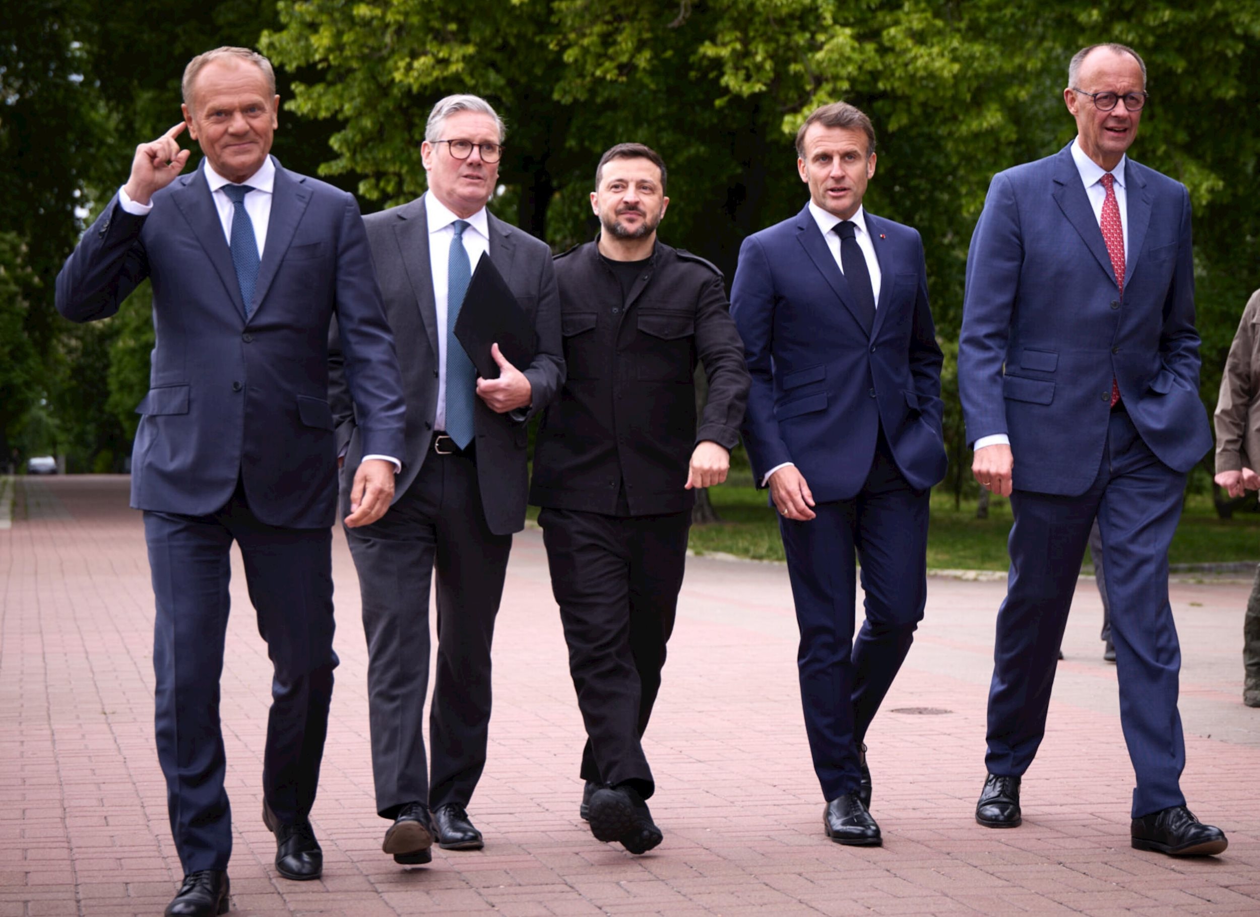 Tổng thống Zelenskyy cùng các lãnh đạo của Ba Lan, Anh, Đức và Pháp gặp nhau tại Kiev hồi đầu tuần này. Ảnh: X/Zelenskyy