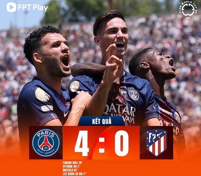 PSG thắng đậm Atletico Madrid ở trận ra quân FIFA Club World Cup 2025™