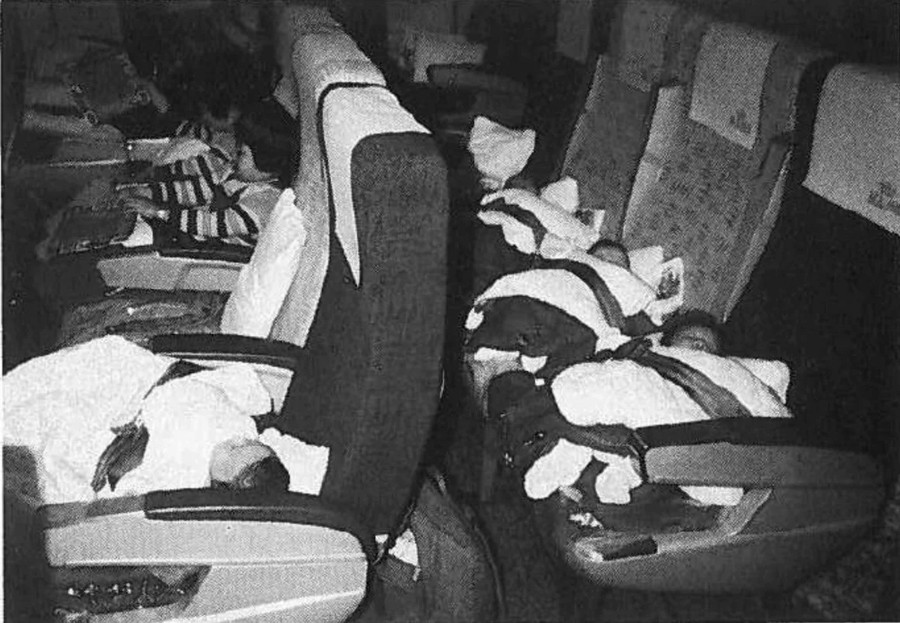 Những đứa trẻ sơ sinh Hàn Quốc trên chuyến bay đến Đan Mạch vào năm 1984.