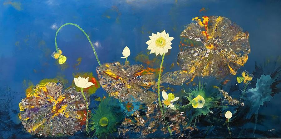 Tác phẩm 'Hương đêm'. hoa-si-hung-ro-tai-sinh-cung-son-mai-viet-5.jpg