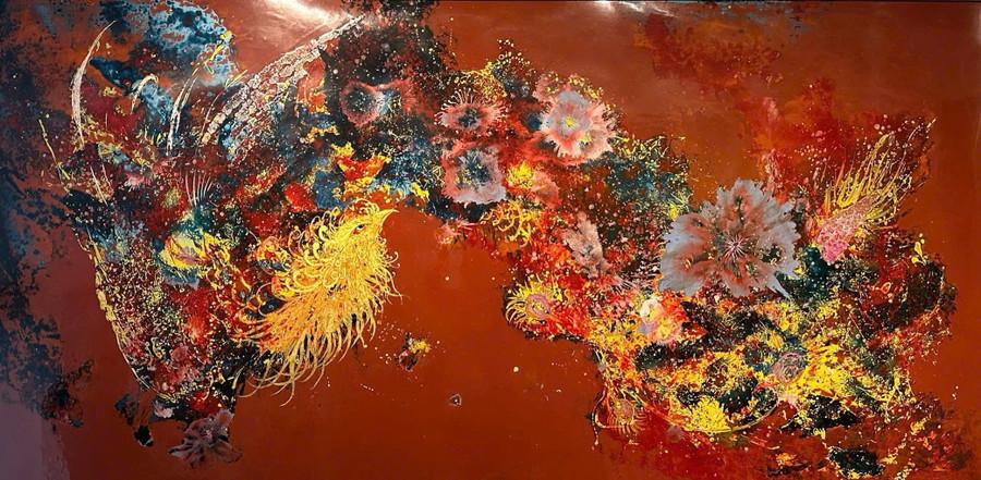 Tác phẩm 'Khúc luân vũ'. hoa-si-hung-ro-tai-sinh-cung-son-mai-viet-4.jpg