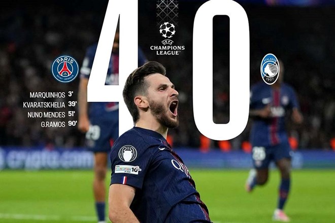 PSG thắng đậm Atalanta trong ngày ra quân Champions League