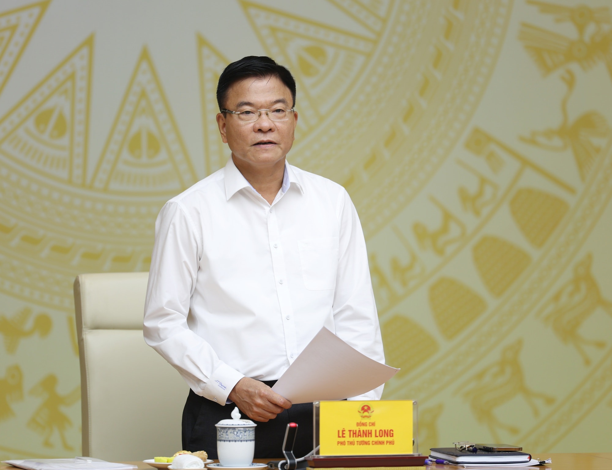 Phó Thủ tướng Lê Thành Long phát biểu tại cuộc họp.
