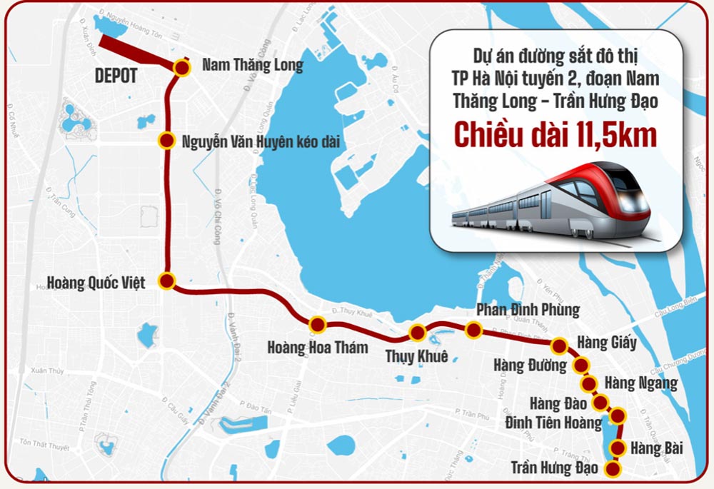 Dự án đường sắt đô thị TP Hà Nội tuyến 2, đoạn Nam Thăng Long - Trần Hưng Đạo. Phối cảnh Nhà hát Opera trên hồ Đầm Trị (Hồ Tây). Ảnh: UBND phường Tây Hồ cung cấp