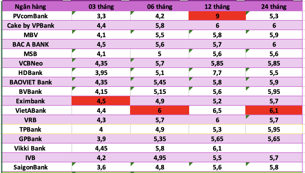 Top ngân hàng có lãi suất cao nhất thị trường hiện nay. Đồ họa: Hà Vy