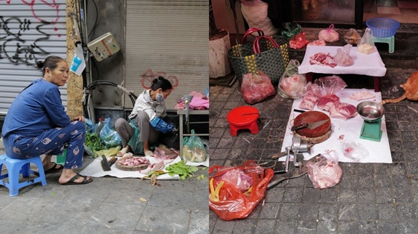 Những mặt hàng thực phẩm được chở bày bán ở khắp nơi nhưng ai dám khẳng định đó là an toàn thực phẩm. Ảnh: Quang Hùng.