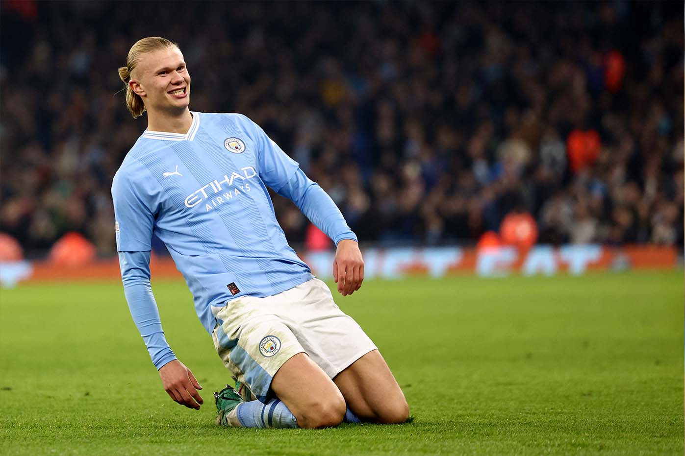 Haaland tiếp tục là điểm sáng của Man City mùa này. Ảnh: AFP