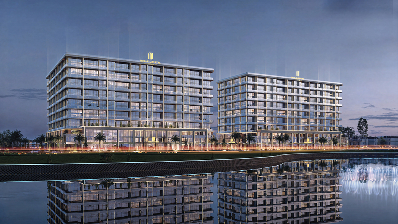 Noble Crystal Long Bien WorldHotels Residences gồm hai tòa tháp cao 17 tầng, quy tụ hơn 400 căn Sky Villas, được kiến tạo theo chuẩn mực cao cấp nhất của phân khúc bất động sản hạng sang