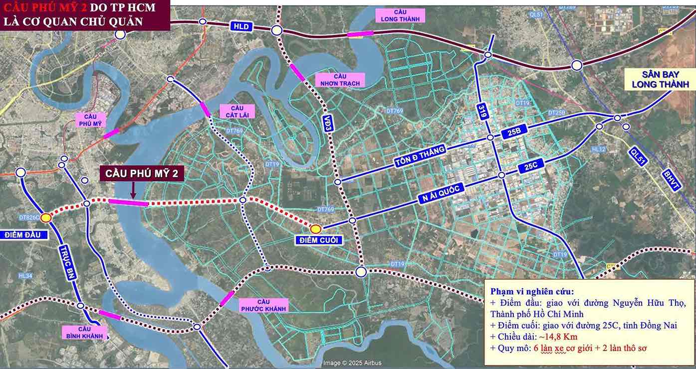 Vị trí xây dựng cầu Phú Mỹ 2. Ảnh: Sở Xây dựng tỉnh Đồng Nai