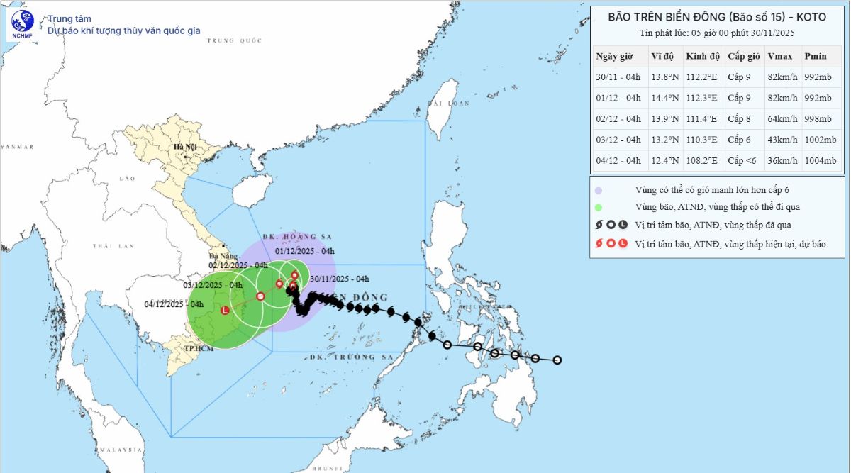 Dự báo bão số 15. Ảnh: NHCMF