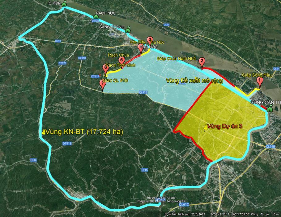 Vị trí đề xuất dự án kiểm soát ngập lụt. Ảnh: Ban quản lý dự án