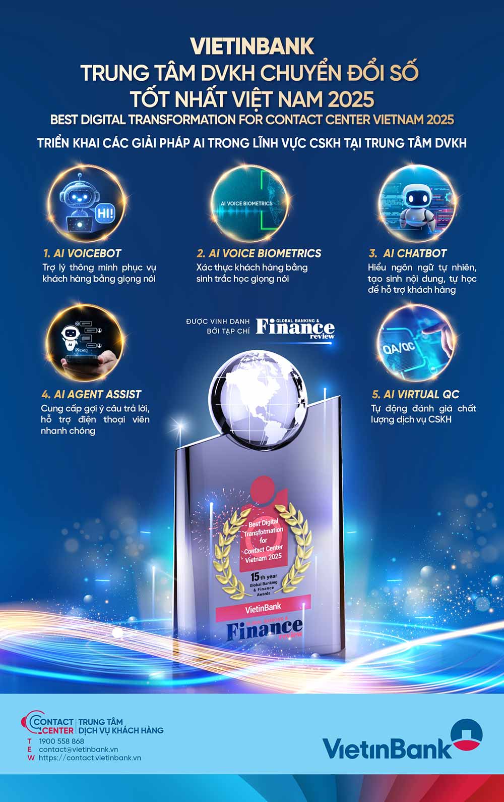 Nỗ lực không ngừng trong hành trình đổi mới sáng tạo đã giúp VietinBank nhận nhiều giải thưởng uy tín. Ảnh: VietinBank