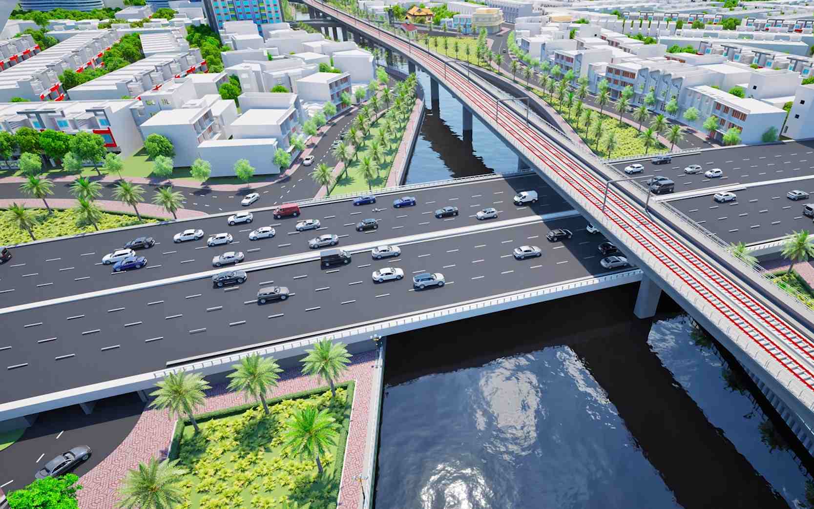 Phối cảnh rạch Văn Thánh qua cầu Thị Nghè 2 trên đường Điện Biên Phủ.