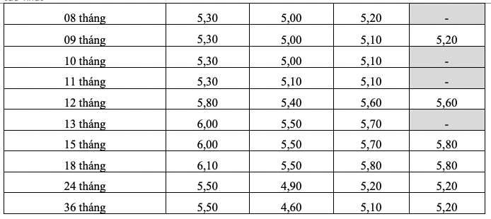 Biểu lãi suất tiết kiệm online của HDBank. Ảnh: HDBank