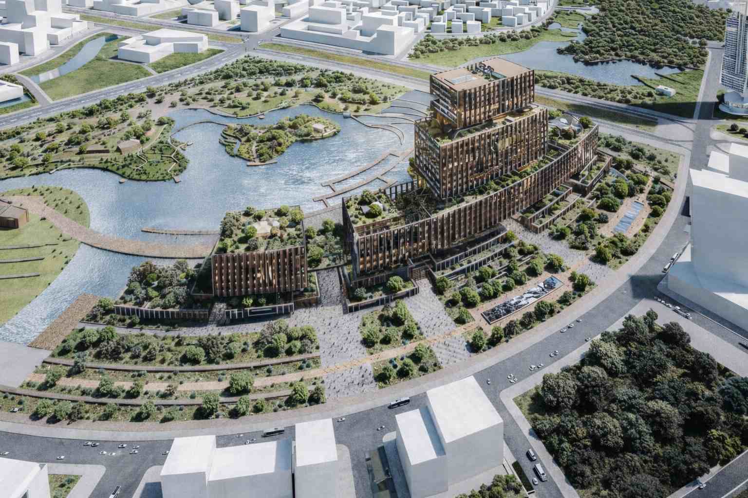 Phối cảnh không gian kiến trúc Trung tâm Chính trị - Hành chính TPHCM. Ảnh: Trung tâm nghiên cứu kiến trúc TPHCM