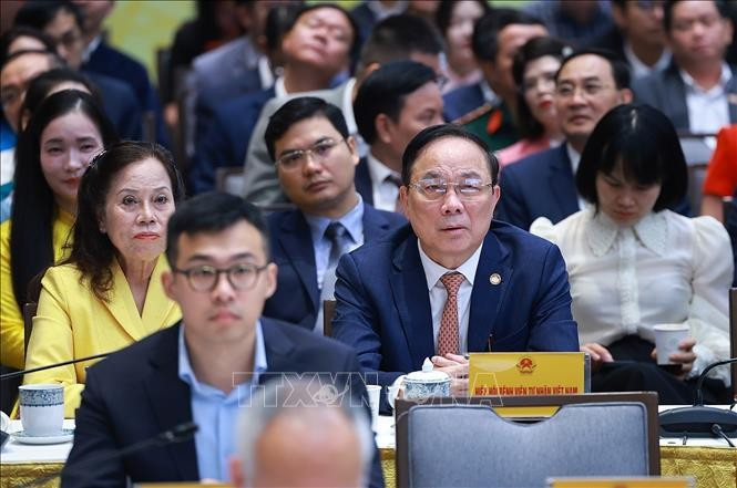 Các đại biểu dự Hội nghị Doanh nghiệp góp phần vào tăng trưởng hai con số. Ảnh: Dương Giang/TTXVN