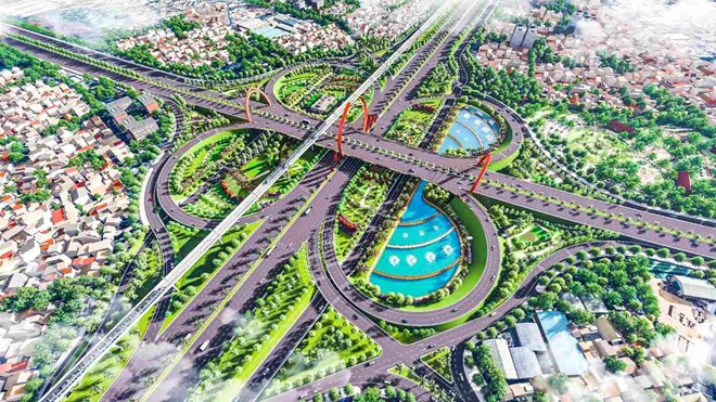 Phối cảnh nút giao Bình Thái - điểm giao nhau giữa Vành đai 2 TPHCM và đường Võ Nguyên Giáp. Ảnh: Ban Giao thông TPHCM