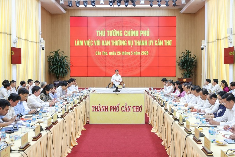 Thủ tướng Lê Minh Hưng làm việc với Ban Thường vụ Thành ủy Cần Thơ - Ảnh: VGP Thủ tướng Lê Minh Hưng làm việc với Ban Thường vụ Thành ủy Cần Thơ - Ảnh: VGP