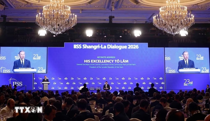 Tổng Bí thư, Chủ tịch nước Tô Lâm phát biểu tại Đối thoại Shangri-La lần thứ 23. Ảnh: Thống Nhất/TTXVN