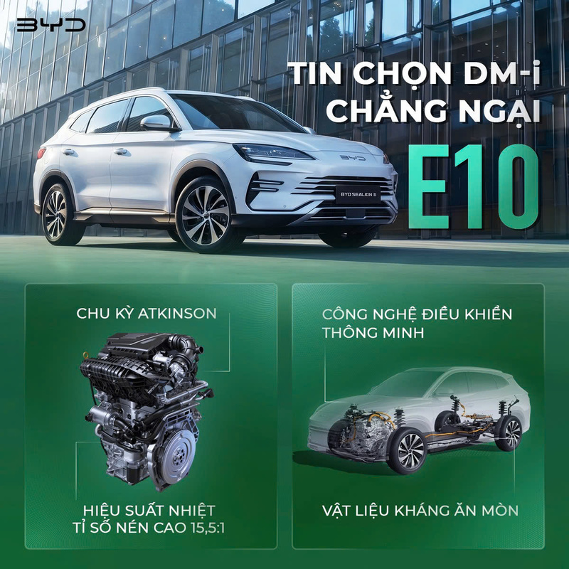 BYD Việt Nam khẳng định công nghệ DM-i Super Hybrid hoàn toàn tương thích với xăng E10